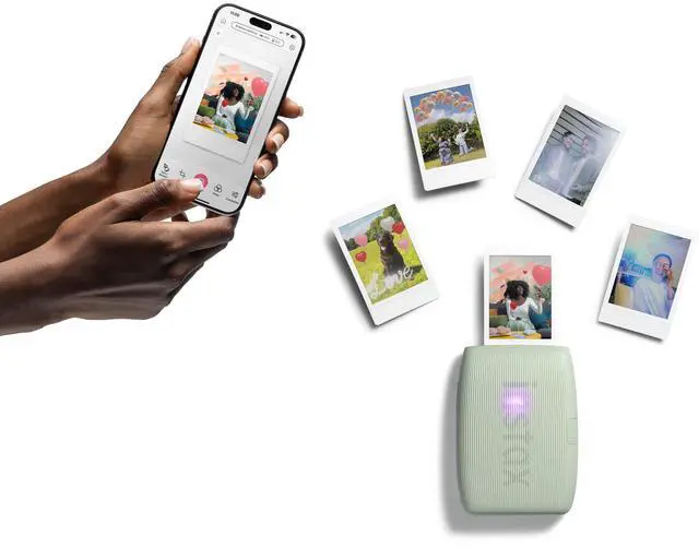 Alt view image 3 of 5 - Bundle with Compatible Fuji Mini Link 3 Smartphone Printer Clay White + Fuji Film Value Pack 20 Sheets Accessories Bundle with Album + 5 Plastic Desk Frames + Paper & Sticker Frames (Sage Green)