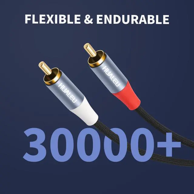Alt view image 5 of 7 - 20FT 2 RCA M/M Stereo Audio Cable, Gold-Plated 2RCA Male to 2RCA Male Aluminum Shell Auxiliary Audio Cord-1Pack