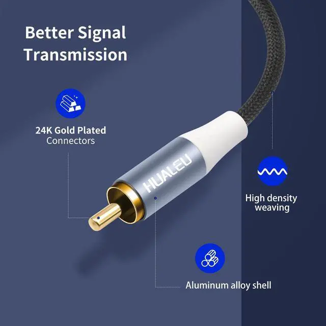 Alt view image 3 of 7 - 20FT 2 RCA M/M Stereo Audio Cable, Gold-Plated 2RCA Male to 2RCA Male Aluminum Shell Auxiliary Audio Cord-1Pack