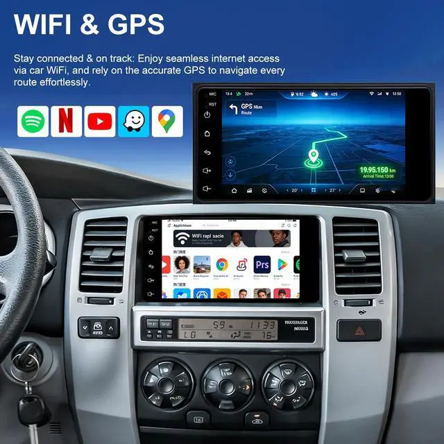 Alt view image 4 of 7 - Car Radio for Toyota 4Runner 2003-2009, Tundra 2003-2006, Sequoia 2005-2007, FJ Cruiser 2007-2014, Highlander 2001-2007, RAV4 2001-2005, 7inch Touch Screen Stereo Carplay Android Auto BT Camera GPS FM