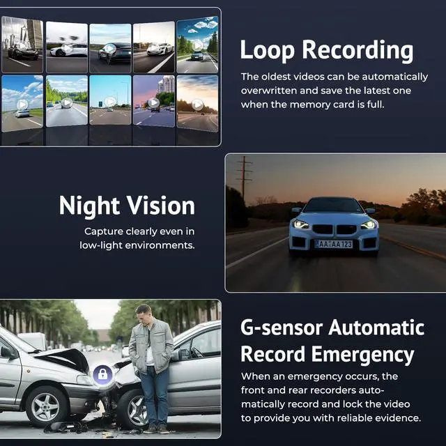 Alt view image 3 of 7 - 10.26" CarPlay Screen for Car with 4K DashCam&1080P Backup Camera | HD IPS Touch Car Play Screen Compatible with Apple Carplay&Android Auto,SuperLink, Loop Recording, Bluetooth Audio, GPS, Siri
