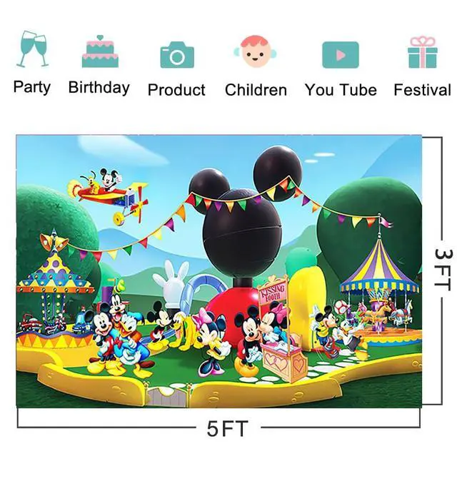 Alt view image 2 of 3 - Clubhouse Birthday Backdrop for Party Decorations Background for Party Cake Table Decorations Clubhouse Theme Banner 5x3ft