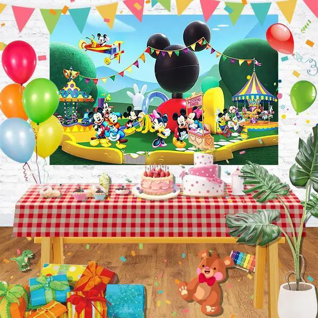 Alt view image 3 of 3 - Clubhouse Birthday Backdrop for Party Decorations Background for Party Cake Table Decorations Clubhouse Theme Banner 5x3ft