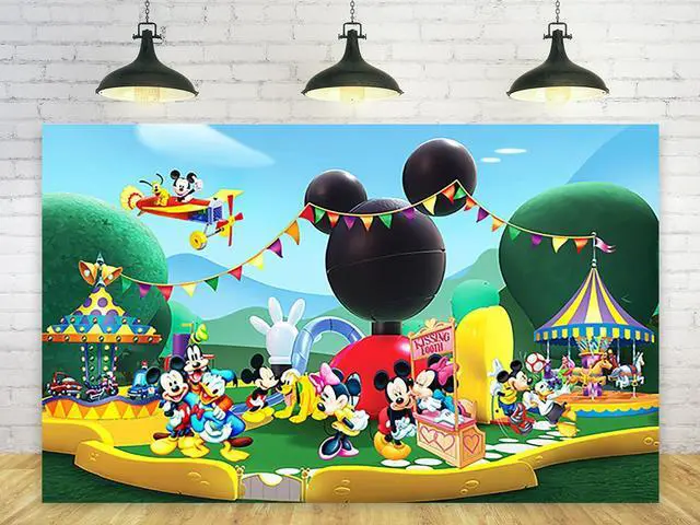 Main image of Clubhouse Birthday Backdrop for Party Decorations Background for Party Cake Table Decorations Clubhouse Theme Banner 5x3ft