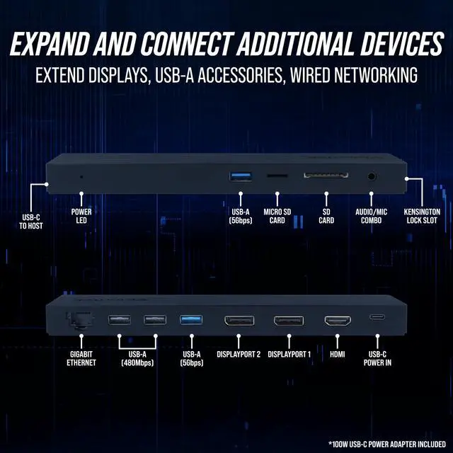 Alt view image 3 of 6 - VT2510 Triple Monitor Docking Station MST USB-C 100W for Windows | Triple Display via HDMI/2x DP, 100W PD, Windows MST Driverless Plug & Play, 5Gbps USB, Data-Heavy Multi-Display Productivity