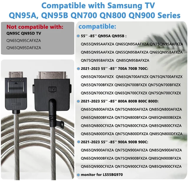 Alt view image 2 of 7 - BN39-02688B One Connect Cable Compatible with Samsung QN95A QN95B QN700A QN700B QN700C QN800A QN800B QN800C QN800D QN900A QN900B QN900C Series QLED 4K/8K TV, 2.5m /8.2ft