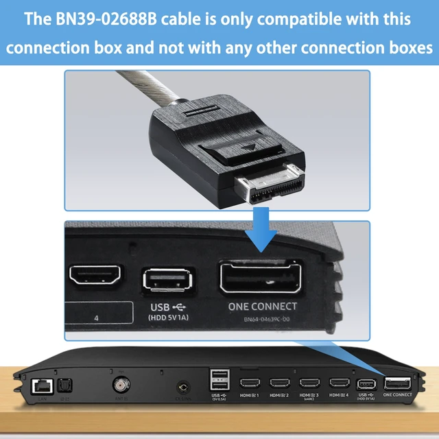 Alt view image 3 of 7 - BN39-02688B One Connect Cable Compatible with Samsung QN95A QN95B QN700A QN700B QN700C QN800A QN800B QN800C QN800D QN900A QN900B QN900C Series QLED 4K/8K TV, 2.5m /8.2ft