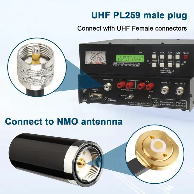 Alt view image 5 of 5 - XRDS RF NMO Antenna Mount to UHF PL259 RG58 Cable - 6FT CB Antenna Cable Extension to PL259 for VHF/UHF/CB Radio Antenna