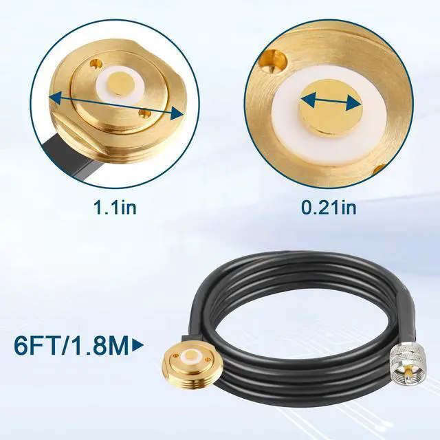 Alt view image 2 of 5 - XRDS RF NMO Antenna Mount to UHF PL259 RG58 Cable - 6FT CB Antenna Cable Extension to PL259 for VHF/UHF/CB Radio Antenna