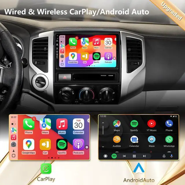 Alt view image 2 of 6 - Car Radio Stereo for Toyota Tacoma 2005-2015, Android 13/IPS Touch Screen/Wireless Carplay/Android Auto/Bluetooth/GPS Navigation/WiFi/5G/HD Back-up Camera/SWC/FM (2+64)