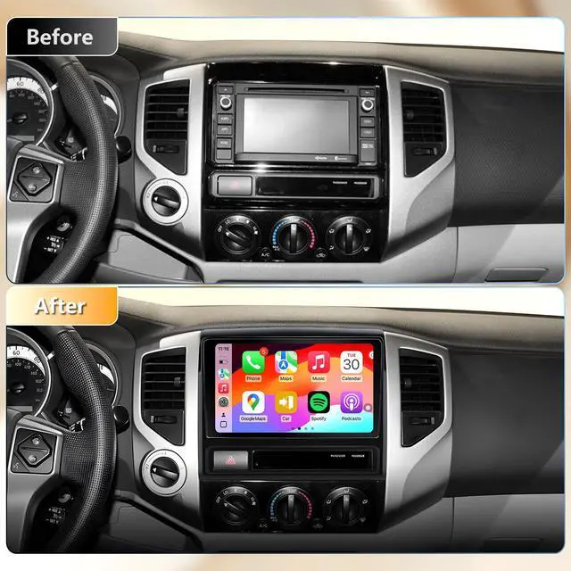 Alt view image 4 of 6 - Car Radio Stereo for Toyota Tacoma 2005-2015, Android 13/IPS Touch Screen/Wireless Carplay/Android Auto/Bluetooth/GPS Navigation/WiFi/5G/HD Back-up Camera/SWC/FM (2+64)