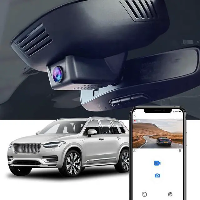Main image of 4K Dash Cam Suitable for for Volvo XC90 2023-2026 Plug-in Hybrid B5 B6 T8 (Model B), OEM Factory Look, UHD 2160P Video, Built-in WiFi & APP, Loop Recording, G-Sensor, Plug & Play, 64GB Card