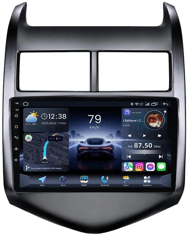 Main image of 4 + 64G ROM Android 15 Car Radio for 2012-2016 Chevy Aveo Sonic: 9" QLED HD IPS Touchscreen Stereo, Wireless Carplay Android Auto 5G WiFi GPS FM 1080P Backup Camera SWC Bluetooth Voice Control