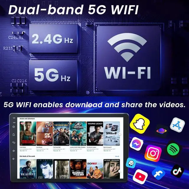 Alt view image 3 of 7 - 4 + 64G ROM Android 15 Car Radio for 2012-2016 Chevy Aveo Sonic: 9" QLED HD IPS Touchscreen Stereo, Wireless Carplay Android Auto 5G WiFi GPS FM 1080P Backup Camera SWC Bluetooth Voice Control
