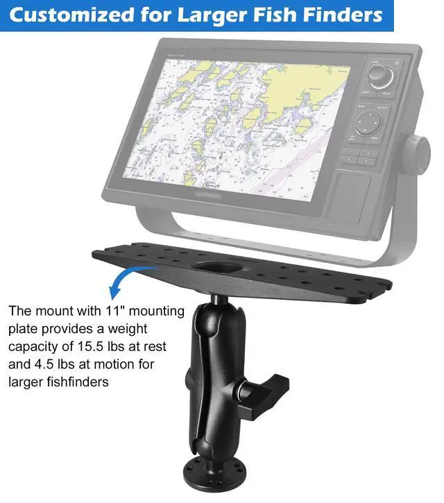 Alt view image 3 of 7 - 1.5" Ball Fish Finder Mount for 9" to 12" Large Fishfinder, Marine Electronic Depth Finder Mount with C Size Ball, Compatible with Garmin, Lowrance, Humminbird and More