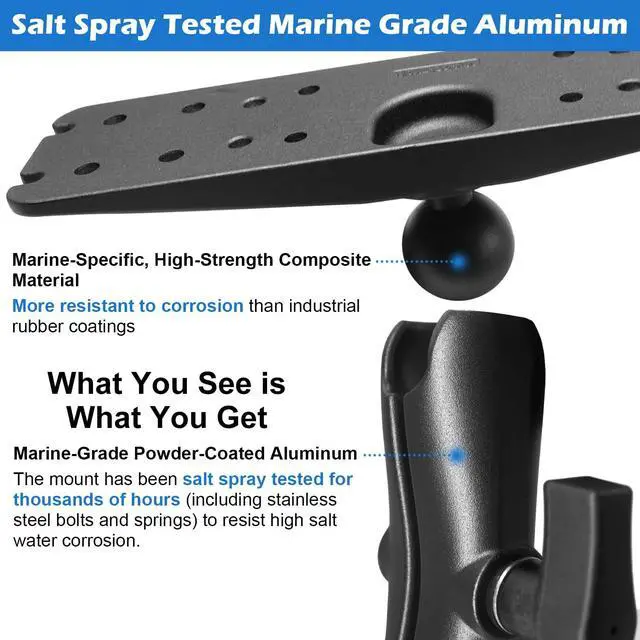 Alt view image 2 of 7 - 1.5" Ball Fish Finder Mount for 9" to 12" Large Fishfinder, Marine Electronic Depth Finder Mount with C Size Ball, Compatible with Garmin, Lowrance, Humminbird and More