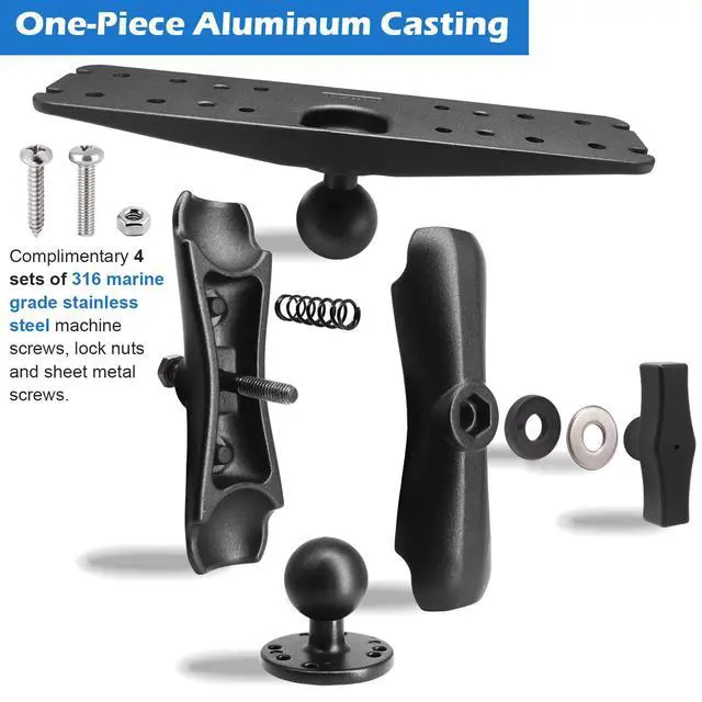 Alt view image 5 of 7 - 1.5" Ball Fish Finder Mount for 9" to 12" Large Fishfinder, Marine Electronic Depth Finder Mount with C Size Ball, Compatible with Garmin, Lowrance, Humminbird and More