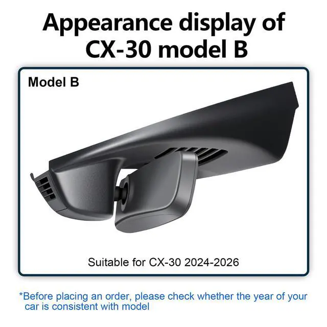 Alt view image 2 of 7 - 4K Dash Cam for Mazda CX-30 2024 2025 2026(Model B) | UHD 2160P Video, OEM Look, Free App & Wifi, GPS, 64GB Card
