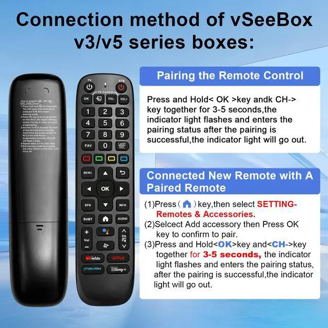 Alt view image 6 of 7 - New Fit for Vseebox V6 Plus Remote Fit for vSeeBox V6plus Backlight Voice Remote Control,Fit for Vsee Box V5Pro,V3Plus/V3Pro,Intelligent Bluetooth Voice Remote