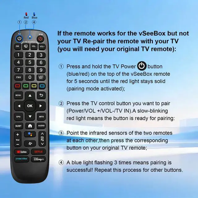 Alt view image 7 of 7 - New Fit for Vseebox V6 Plus Remote Fit for vSeeBox V6plus Backlight Voice Remote Control,Fit for Vsee Box V5Pro,V3Plus/V3Pro,Intelligent Bluetooth Voice Remote