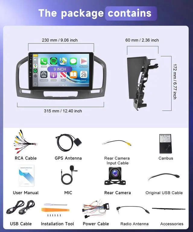 Alt view image 7 of 7 - 4G+64G Android 15 Radio for Buick Regal 2009-2013 Opel Insignia 2008-2013 Car Stereo Wireless Carplay Android Auto,5.0Bluetooth 32EQ,9'' 1280x720P IPS Touch Screen,FM/RDS GPS WiFi HD Backup Camera