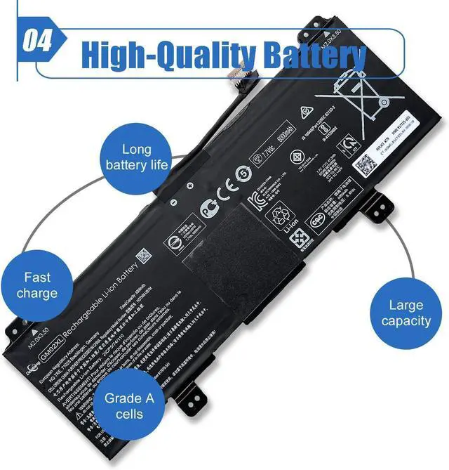 Alt view image 5 of 6 - 47.3Wh GM02XL/GB02XL Laptop Battery Compatible for HP Chromebook 14 G5 Chromebook 11 G6 G7 EE Chromebook X360 11 G1 Series Notebook 917679-271 HSTNN-UB7M HSTNN-DB7X 917725-855 7.7V 6150mAh