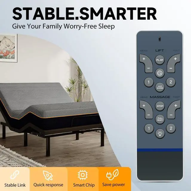 Alt view image 3 of 7 - RC-WM-E02 Replacement Remote for Serta Siganture Adjustable Bed