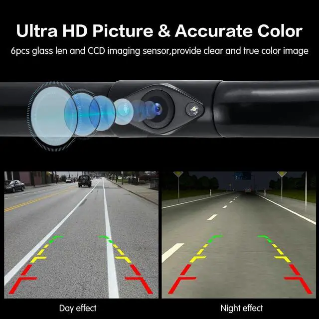 Alt view image 3 of 7 - Backup Camera for Car, 170° Wide View Angel License Plate Back up Camera Night Vision Vehicle Reverse Rear View Camera for Cars Trucks Pickup SUVs RVs