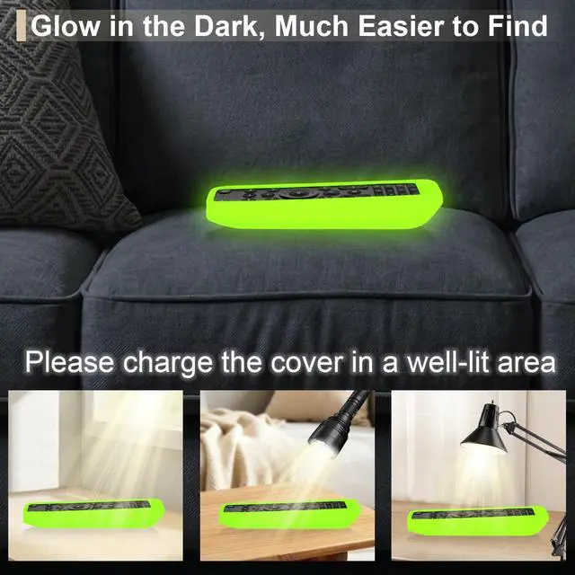 Alt view image 3 of 7 - Case for Verizon FiOS TV One Voice Remote 2019 - MG3-R32140B VRC4100 BLE | Protective Silicone Cover for Verizon FiOS TV All in One Remote Shockproof, Anti-Lost with Lanyard (Glow in Dark Green)