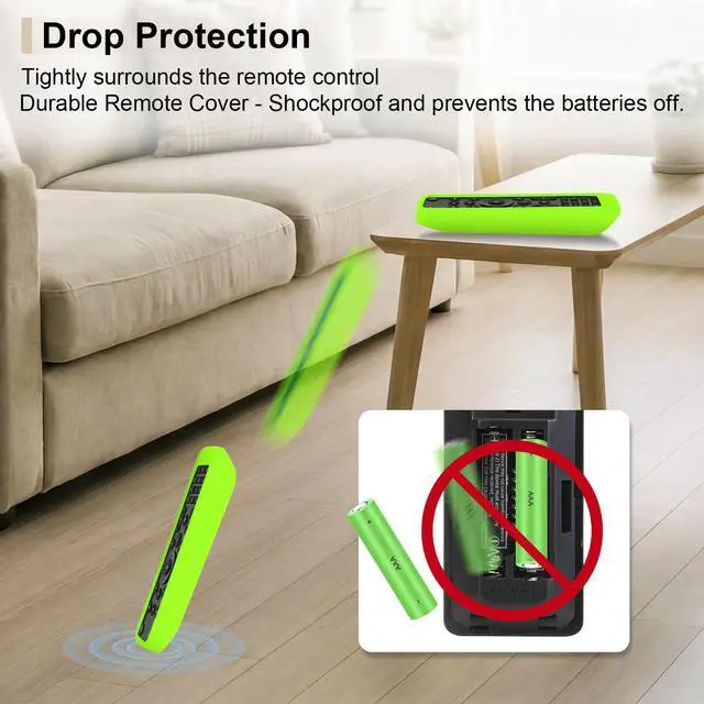 Alt view image 4 of 7 - Case for Verizon FiOS TV One Voice Remote 2019 - MG3-R32140B VRC4100 BLE | Protective Silicone Cover for Verizon FiOS TV All in One Remote Shockproof, Anti-Lost with Lanyard (Glow in Dark Green)