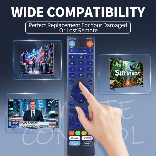 Alt view image 2 of 7 - Replacement Remote Control for vSeeBox V3 Pro/Plus, Compatible with V3/V2/V1/V5 Pro, V1/V6 Max, WE 2USAT & Elite Series, Backlit, Voice Search