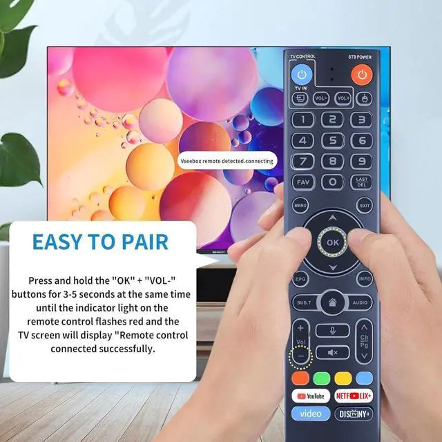 Alt view image 5 of 7 - Replacement Remote Control for vSeeBox V3 Pro/Plus, Compatible with V3/V2/V1/V5 Pro, V1/V6 Max, WE 2USAT & Elite Series, Backlit, Voice Search