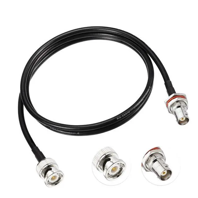 Alt view image 7 of 7 - BNC Extension Cable 50 ohm RG58 2PCS 3FT BNC Male to Female Bulkhead Jumper Coax Cable for UHF/VHF Ham Radio/Wireless Microphone Antenna/CCTV/Amateur Radio etc