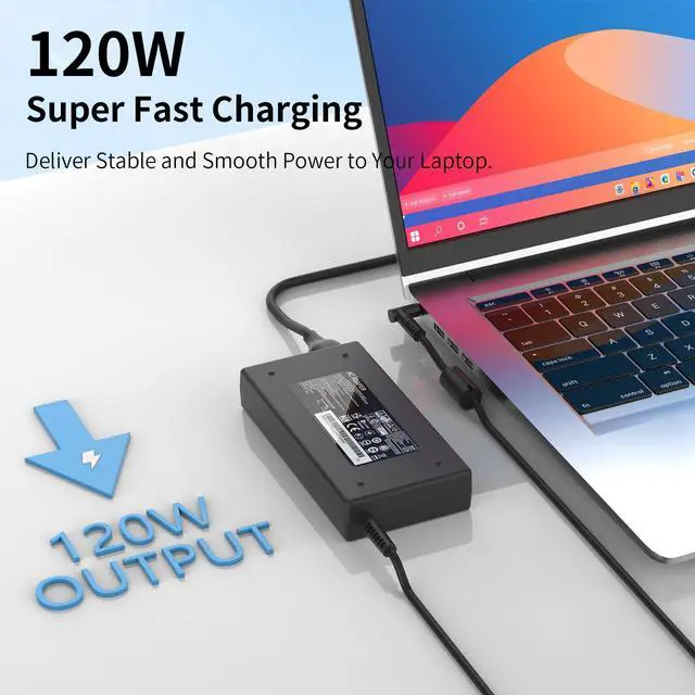 Alt view image 6 of 7 - 120W 19.5V 6.15A Laptop Charger 710415-001 Fit for HP USB-C Dock G5,USB-C/A Universal Dock G2 5TW13AA,Docking Statio Charger,Envy 15 17 Series L41856-001 Adapter Power Supply 4.5 * 3.0mm Blue Tip