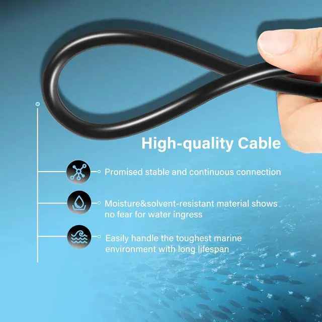 Alt view image 5 of 7 - 720106-1 EC M3 14W10 Transducer Extension Cable 14-pin Fit for Humminbird APEX XPLORE SOLIX and Onix Series Fish Finder Compatible with Built-in MEGA Imaging (10 Feet)