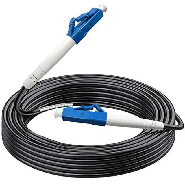 Alt view image 2 of 7 - 100 Feet (30 Meters) LC to LC Outdoor Armored Simplex Fiber Patch Cable, Single Mode Fiber Optic Cable Jumper Optical Patch Cord, 9/125um, (OS1/OS2 Compatible), Low Friction LSZH Black