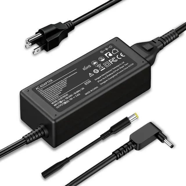 Main image of 65W Laptop Charger with 3.0×1.1mm & 5.5×1.7mm DC Tips Replacement for Acer | Fit N15Q8 N15Q9 N20C5 Aspire A515-44 A515-45 A515-56 Chromebook C738T C740 E5-575 5742 N19C1 E1-532 V3-571 Power Adapter