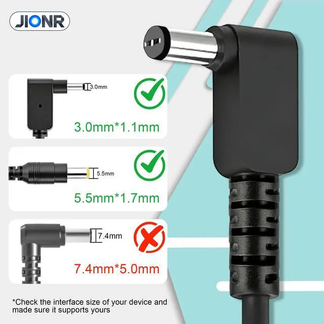 Alt view image 2 of 7 - 65W Laptop Charger with 3.0×1.1mm & 5.5×1.7mm DC Tips Replacement for Acer | Fit N15Q8 N15Q9 N20C5 Aspire A515-44 A515-45 A515-56 Chromebook C738T C740 E5-575 5742 N19C1 E1-532 V3-571 Power Adapter