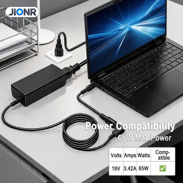 Alt view image 4 of 7 - 65W Laptop Charger with 3.0×1.1mm & 5.5×1.7mm DC Tips Replacement for Acer | Fit N15Q8 N15Q9 N20C5 Aspire A515-44 A515-45 A515-56 Chromebook C738T C740 E5-575 5742 N19C1 E1-532 V3-571 Power Adapter