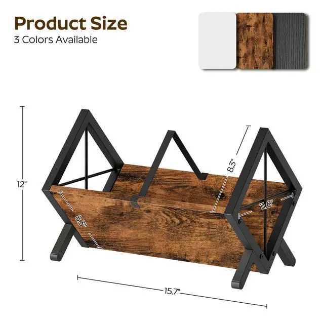 Alt view image 7 of 7 - Vinyl Record Holder, Record Storage Rack Holds 80-100 LPWooden and Metal Record Organizer, Quick Assembly Magazine Holder for CDs, Magazine, Albums, Rustic Brown and Black CJ06BR