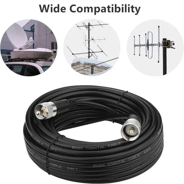 Alt view image 5 of 5 - 18ft RG8x Coaxial Cable, CB Coax Cable, UHF PL259 Male to Male, Low Loss, Waterproof, Compatible with CB Ham Radio, Antenna Analyzer, Dummy Load, SWR Meter