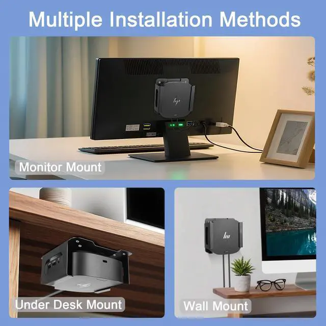 Alt view image 5 of 7 - Metal VESA Mount and Under Desk Mount for HP USB-C Dock G5 Wall Mount,Designed for Docking Station Mounting Holder Compatible with HP USB-C Dock G5, (Black Holder Only)