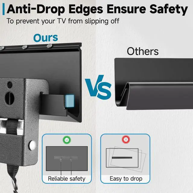 Alt view image 5 of 7 - No Stud TV Wall Mount, Studless Drywall Mount TV Bracket for Most 32-70 TVs, No Damage, No Drill TV Hanger, Low Profile, Holds up to 130 lbs, Max VESA 400x400mm