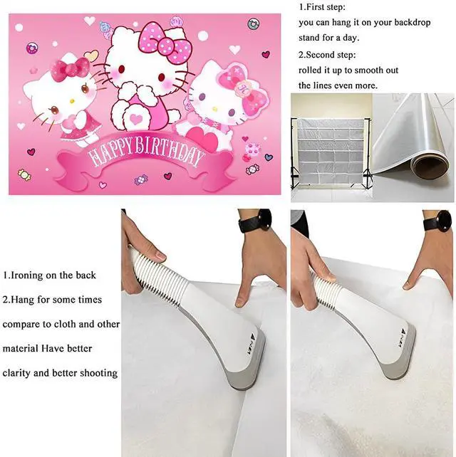 Alt view image 4 of 4 - Kitty Birthday Decorations,Girls Princess Happy Birthday Banner Backdrop for Kids Birthday Party Supplies (5x3ft)