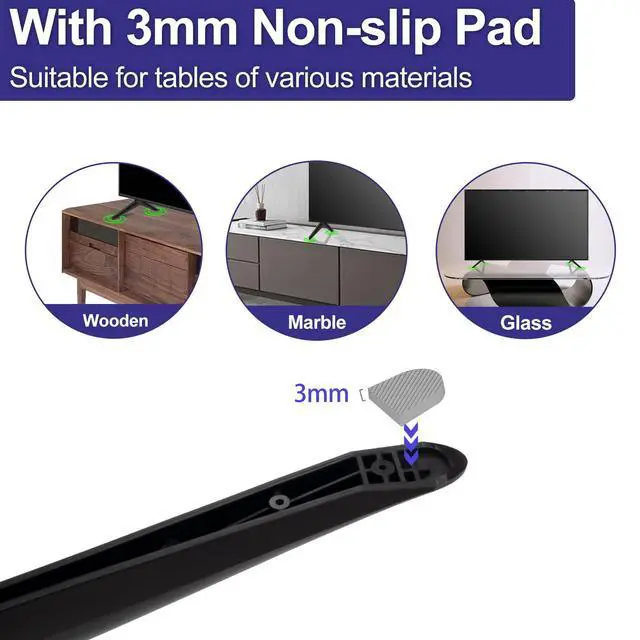 Alt view image 6 of 7 - TV Base Stand for Hisense TV Legs, TV Stand Legs Only for Hisense 32H4030F3 32H4G 43R6E3 43R6E1 50R6E3 50R6E4 50R6090G 55R6E1 55R6E 55R6070G 58R6E3 65H6570F, wr Screw, Only for Models We List