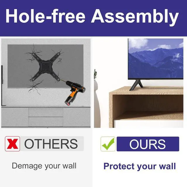 Alt view image 5 of 7 - TV Base Stand for Hisense TV Legs, TV Stand Legs Only for Hisense 32H4030F3 32H4G 43R6E3 43R6E1 50R6E3 50R6E4 50R6090G 55R6E1 55R6E 55R6070G 58R6E3 65H6570F, wr Screw, Only for Models We List
