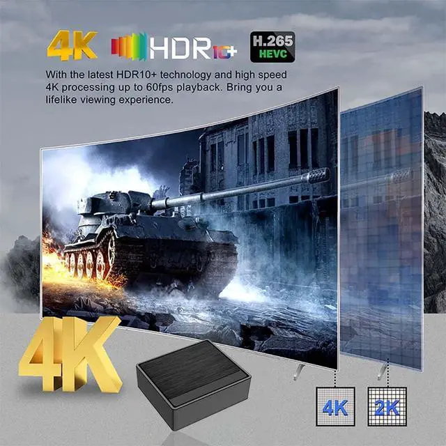 Alt view image 4 of 7 - Android TV Box 2026 H618 4K Ultra HD Streaming Device for TV | 2GB RAM + 16GB ROM, Smart TV Box with Voice Remote, BT 5.4, USB 2.0, HDR 10, 2.4G & 5G WiFi 6