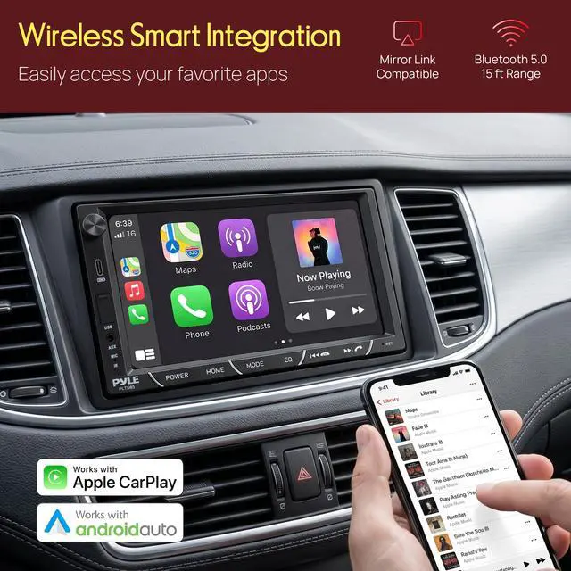 Alt view image 2 of 7 - Double Din Car Stereo with Backup Camera | 1080P HD 7-Inch IPS Touch Screen Radio for Car | 4x60W Power CarPlay and Android Auto with AM/FM & Bluetooth 5.0 | Includes Microphone & Remote Control