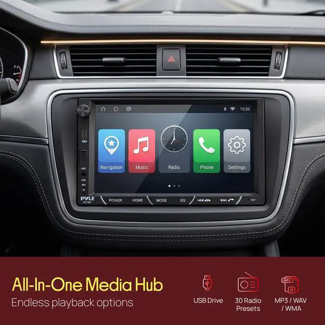Alt view image 6 of 7 - Double Din Car Stereo with Backup Camera | 1080P HD 7-Inch IPS Touch Screen Radio for Car | 4x60W Power CarPlay and Android Auto with AM/FM & Bluetooth 5.0 | Includes Microphone & Remote Control