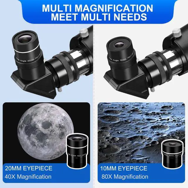 Alt view image 4 of 7 - Telescope for Adults, Professional High Powered 90mm Aperture 800mm Refractor Telescopes for Astronomy Beginners with AZ Mount Tripod & Phone Adapter